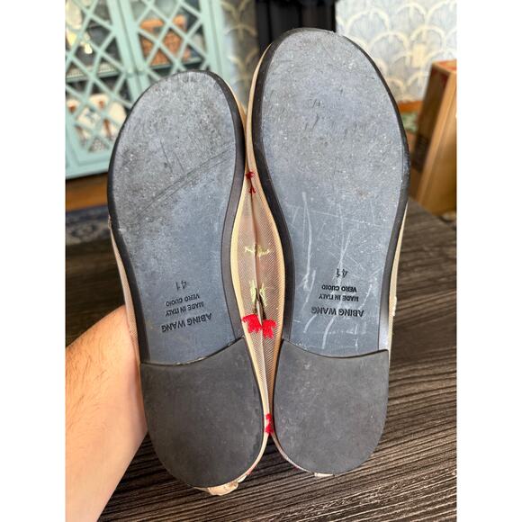 Abing Wang Sheer Flower Flats with Leather Trim Sz. 41 - Picture 2 of 7